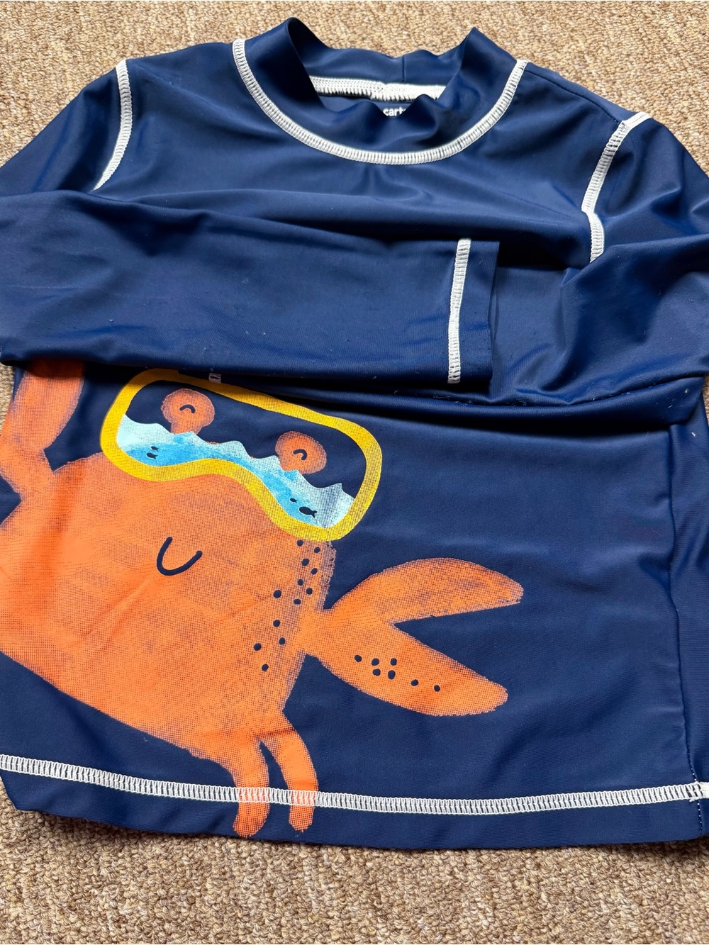 Carter's Navy and Orange Crab Swim Rashguard
